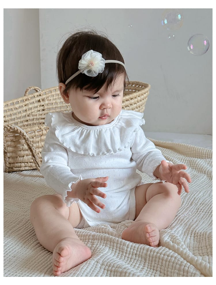 Ruffle Collar Bodysuit フリルカラー 長袖ロンパース【mh0013031】 Beitaoya 長袖ロンパース