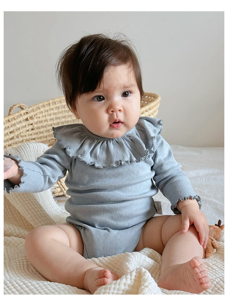 Ruffle Collar Bodysuit フリルカラー 長袖ロンパース【mh0013031】 Beitaoya 長袖ロンパース