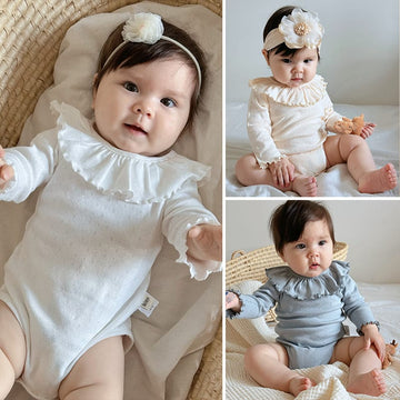 Ruffle Collar Bodysuit フリルカラー 長袖ロンパース【mh0013031】 Beitaoya 長袖ロンパース