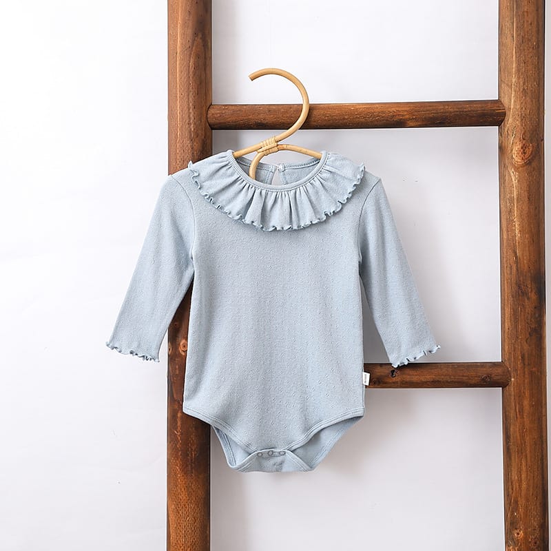 Ruffle Collar Bodysuit フリルカラー 長袖ロンパース【mh0013031】 Blue / 66cm Beitaoya 長袖ロンパース