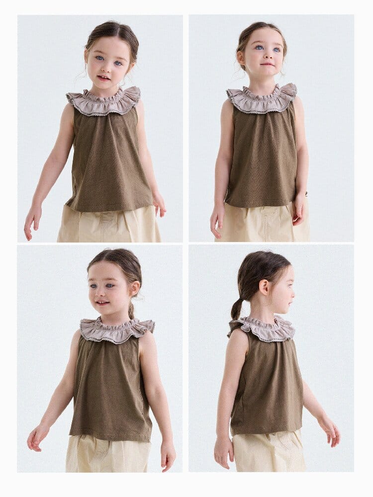 Ruffle Collar Cotton Vest フリルカラー ノースリーブブラウス【mh0013202】 yunerma タンクトップ・キャミソール・ノースリーブトップス
