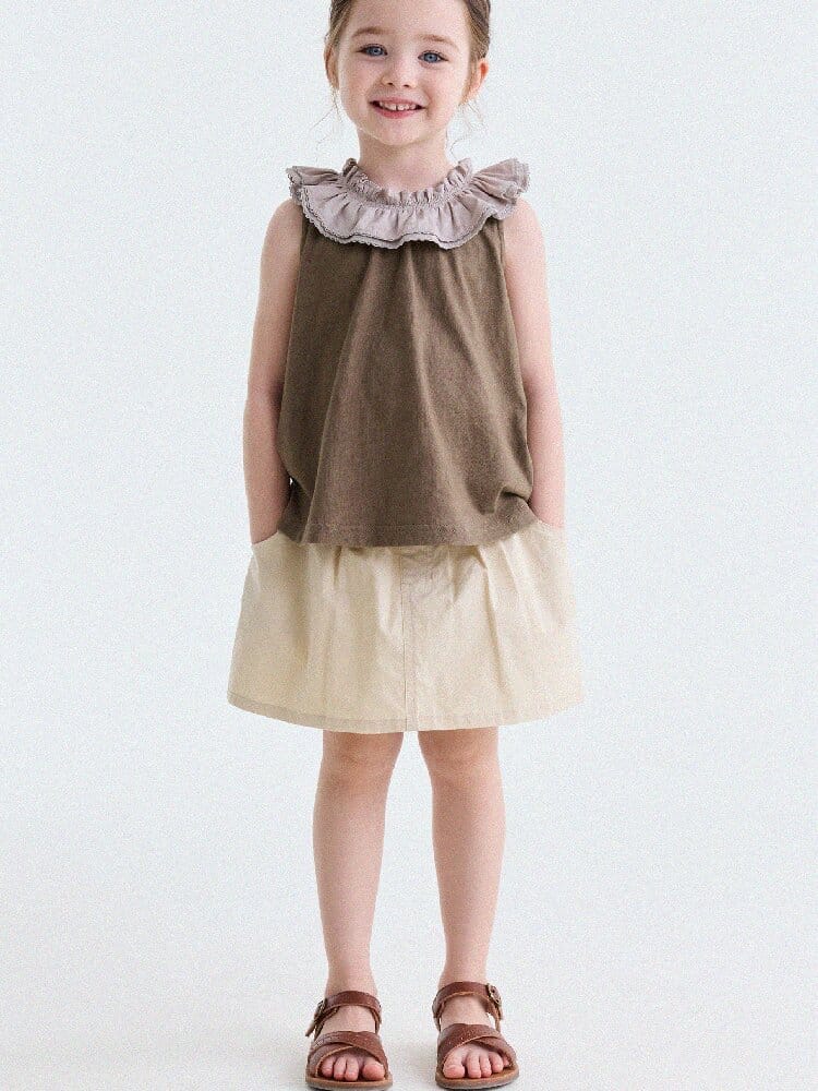Ruffle Collar Cotton Vest フリルカラー ノースリーブブラウス【mh0013202】 yunerma タンクトップ・キャミソール・ノースリーブトップス