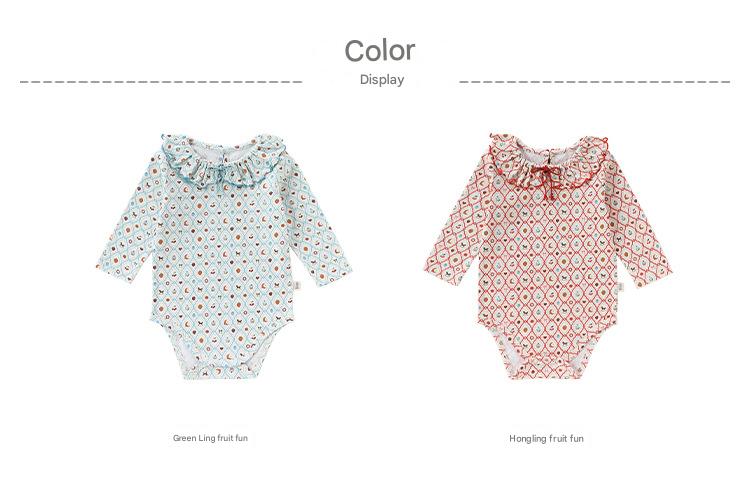 Ruffle Collar Printed Romper フリル襟 長袖ロンパース【mh0012344】 Beitaoya