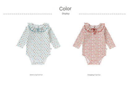 Ruffle Collar Printed Romper フリル襟 長袖ロンパース【mh0012344】 Beitaoya