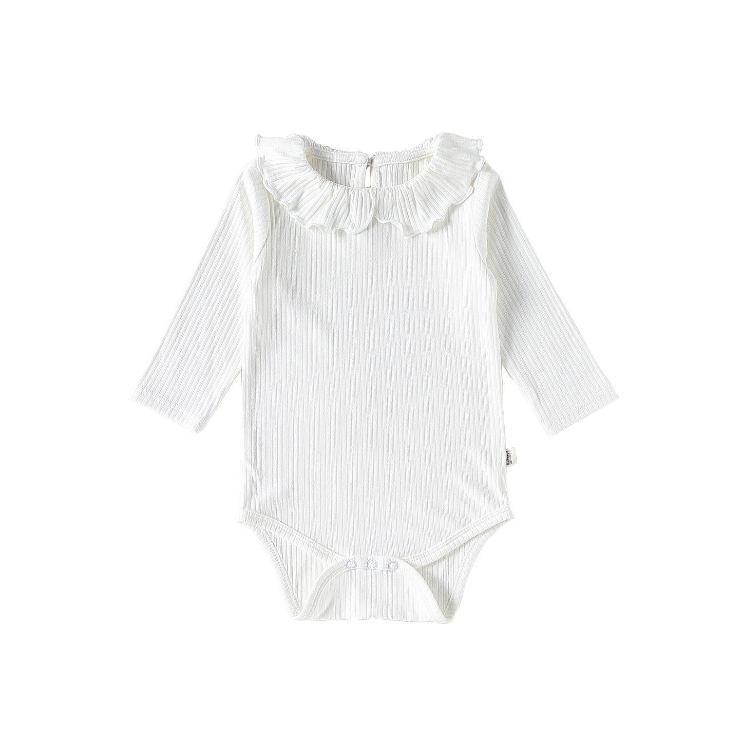 Ruffle Collar Ribbed Romper フリル襟 長袖ロンパース【mh0012342】 66cm / white mamahalo shop