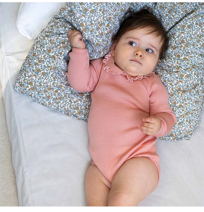 Ruffle Collar Ribbed Romper フリル襟 長袖ロンパース【mh0012342】 Beitaoya