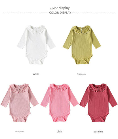 Ruffle Collar Ribbed Romper フリル襟 長袖ロンパース【mh0012342】 Beitaoya
