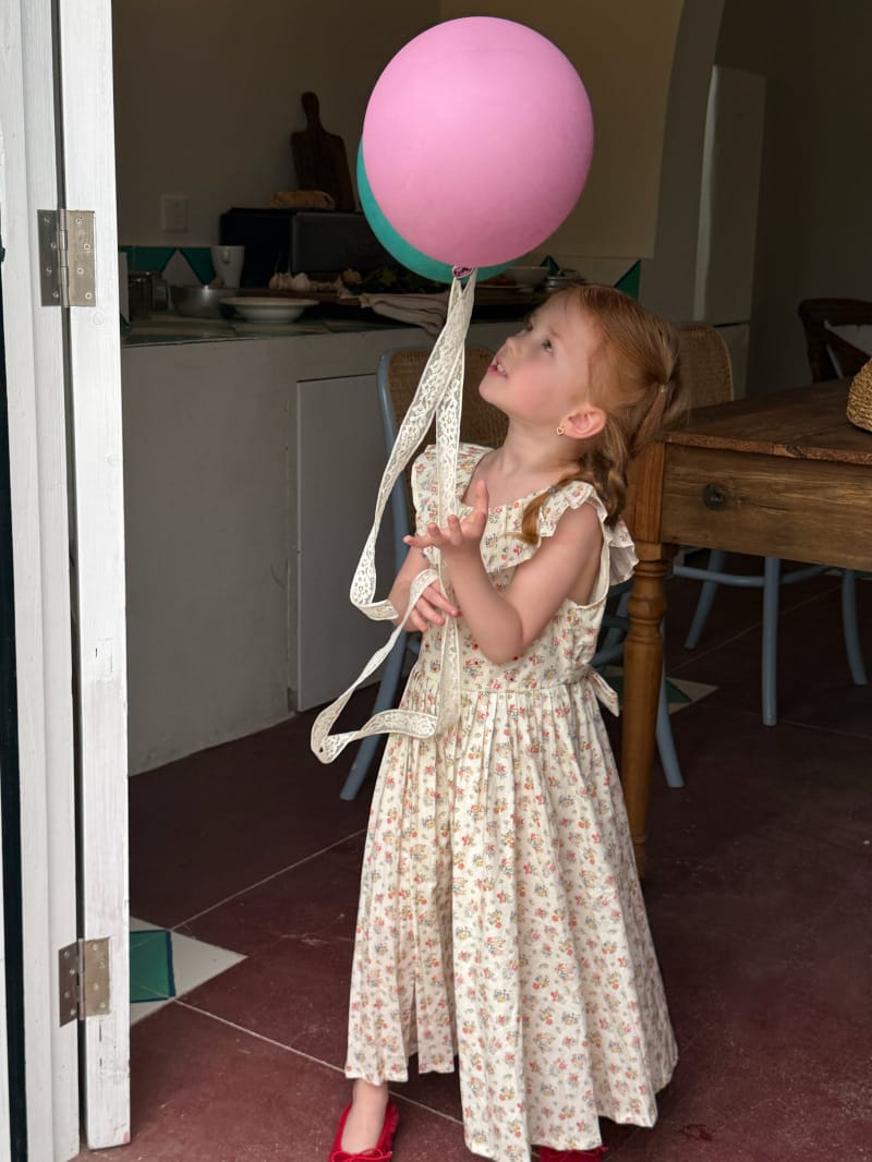 Ruffle Collar Sleeveless Long Dress 小花柄 プリーツ ノースリーブワンピース【mh0012811】 Chengle ノースリーブワンピース