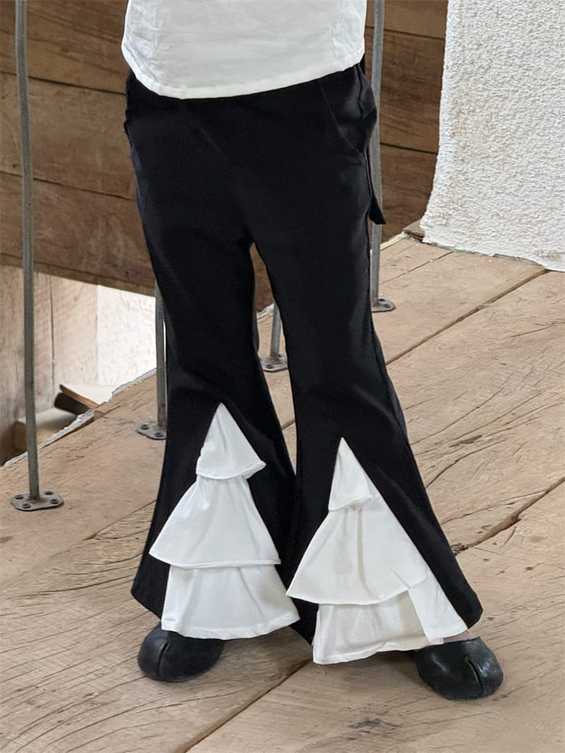 Ruffle Hem Flare Pants Halterneck Top フリル ロングパンツ セットアップ【mh0012786】 Black Pants / 90cm Chengle ノースリーブセットアップ