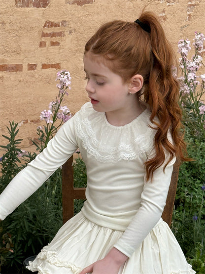 Ruffle Lace Knitted Base Top フリル レース 長袖ニットトップス【mh0012425】 Chengle