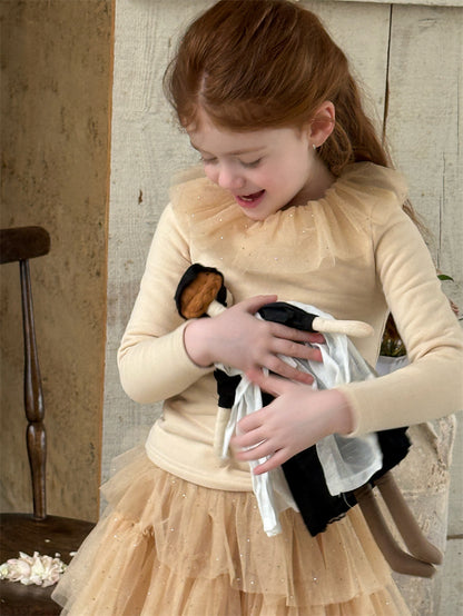 Ruffle Lace Knitted Base Top フリル レース 長袖ニットトップス【mh0012425】 Chengle