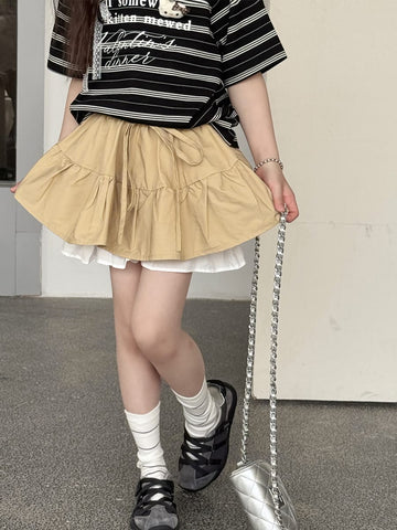 Ruffle Layered Skirt ラッフル スカートパンツ【mh0013081】 Khaki / 100cm mamahalo kids スカート