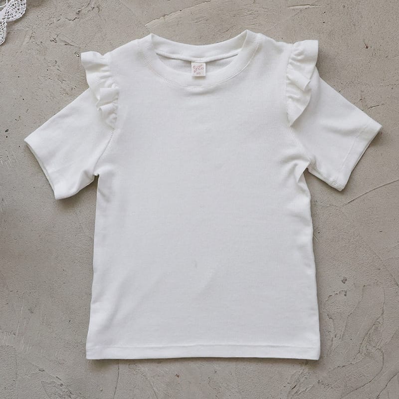 Ruffle Shoulder Tee メロウフリル 半袖Tシャツ【mh0012986】 Beige White / 90cm Strawberry Coral 半袖Tシャツ