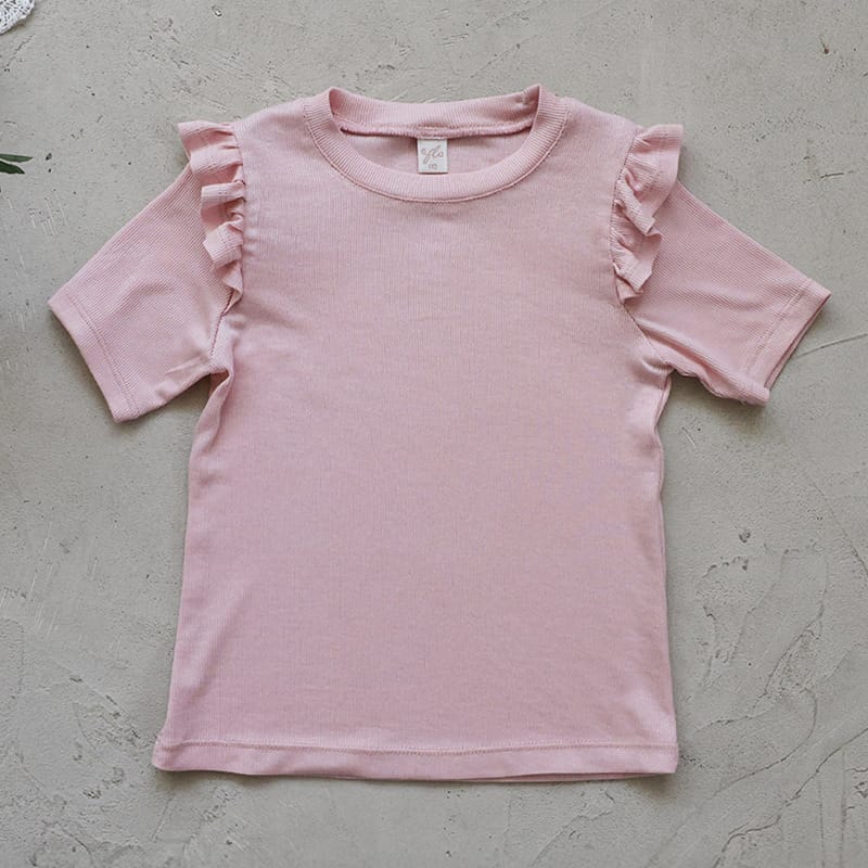 Ruffle Shoulder Tee メロウフリル 半袖Tシャツ【mh0012986】 Pink / 90cm Strawberry Coral 半袖Tシャツ