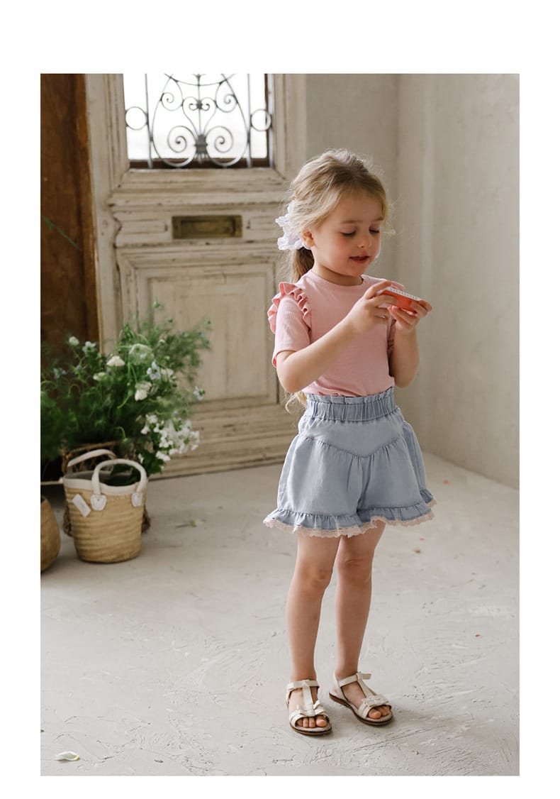 Ruffle Shoulder Tee メロウフリル 半袖Tシャツ【mh0012986】 Strawberry Coral 半袖Tシャツ