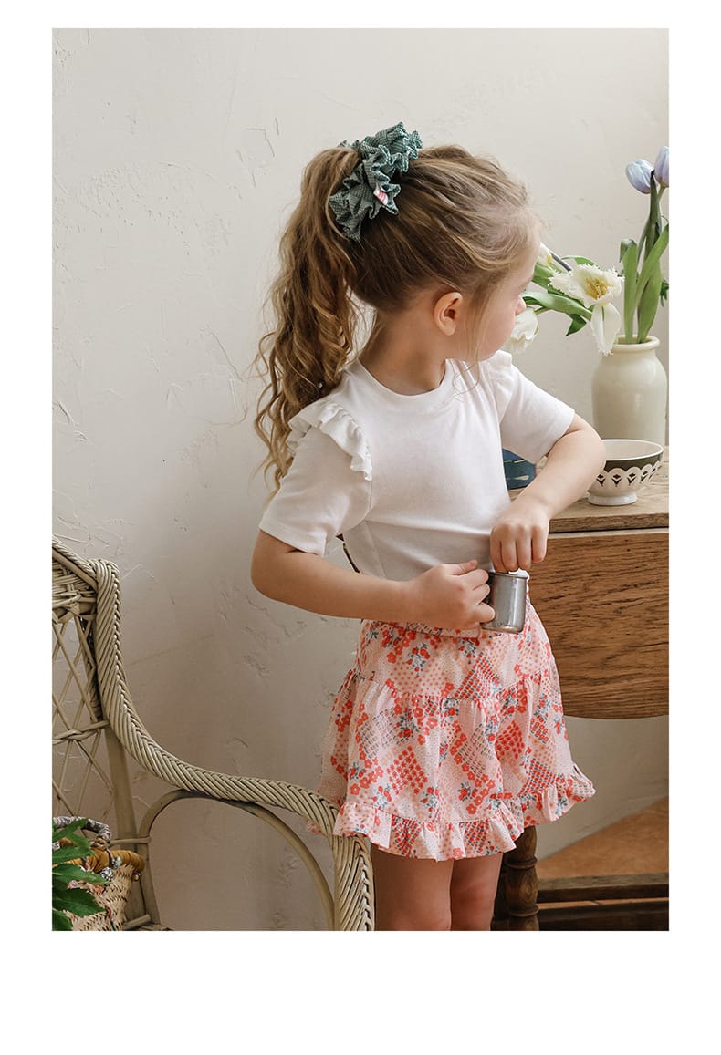 Ruffle Shoulder Tee メロウフリル 半袖Tシャツ【mh0012986】 Strawberry Coral 半袖Tシャツ