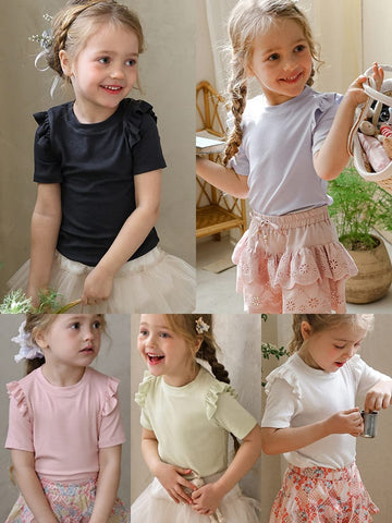 Ruffle Shoulder Tee メロウフリル 半袖Tシャツ【mh0012986】 Strawberry Coral 半袖Tシャツ