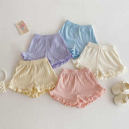 Ruffle Sleeve Ribbed Set ラッフル袖トップス+パンツ セット【mh0012338】 Beitaoya