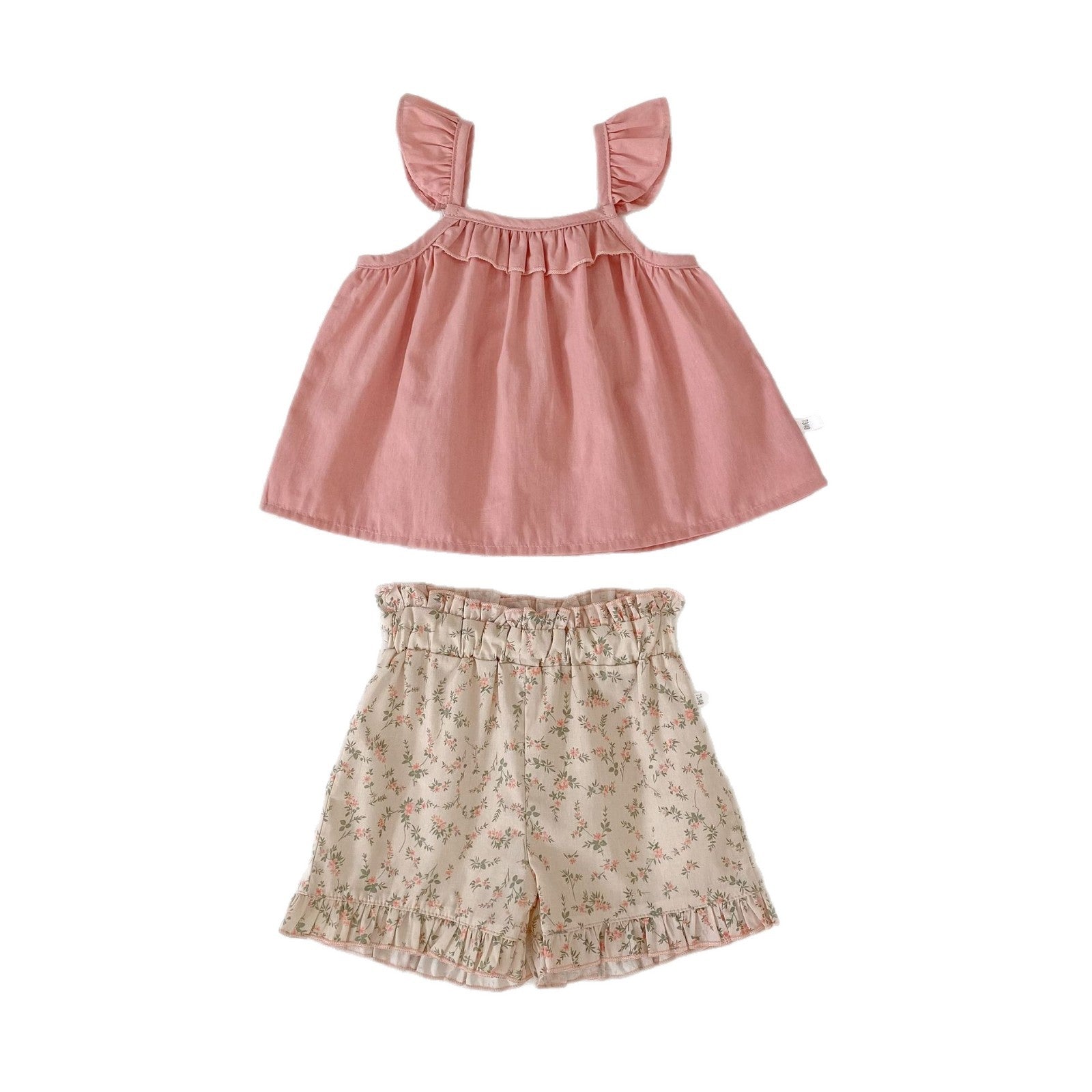 Ruffle Strap Top Floral Shorts Set フリル袖 トップス 花柄 ショートパンツ【mh0012479】 Engepapa ノースリーブセットアップ