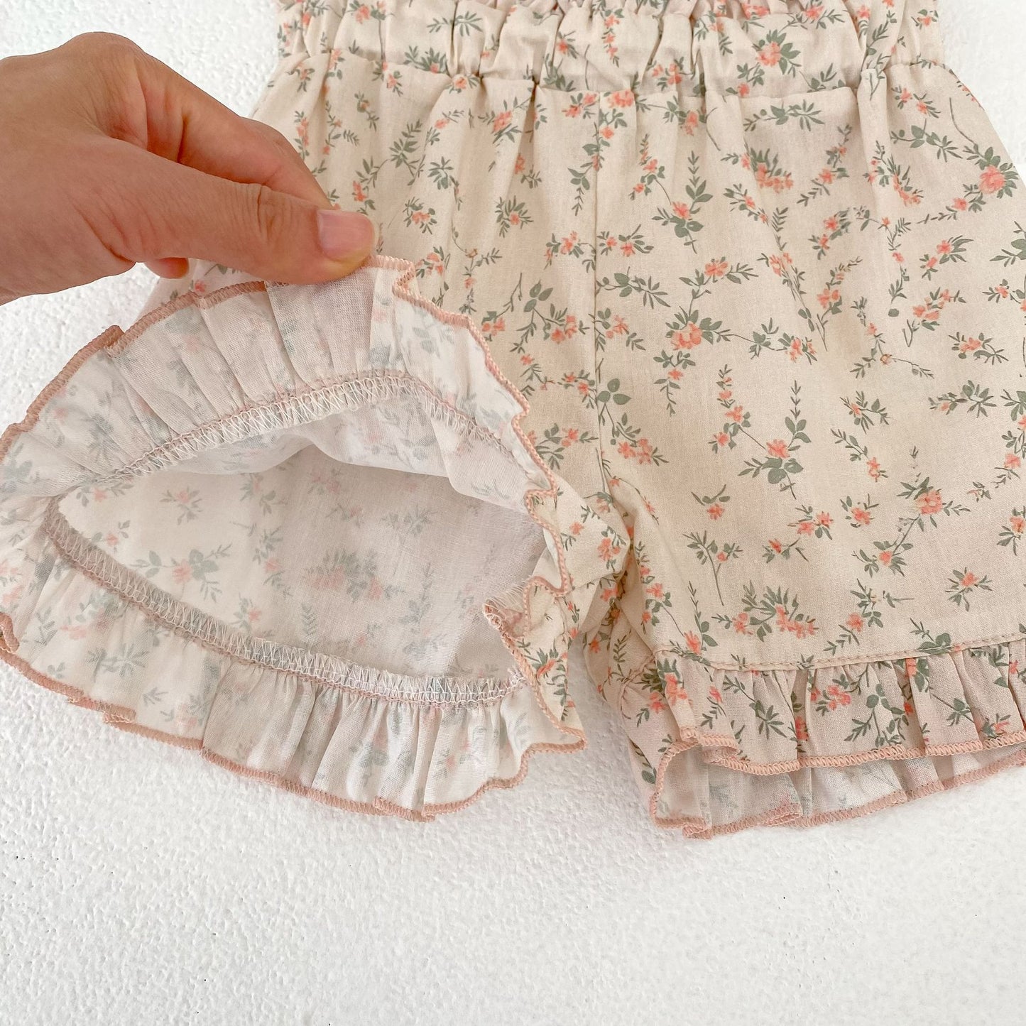 Ruffle Strap Top Floral Shorts Set フリル袖 トップス 花柄 ショートパンツ【mh0012479】 Engepapa ノースリーブセットアップ