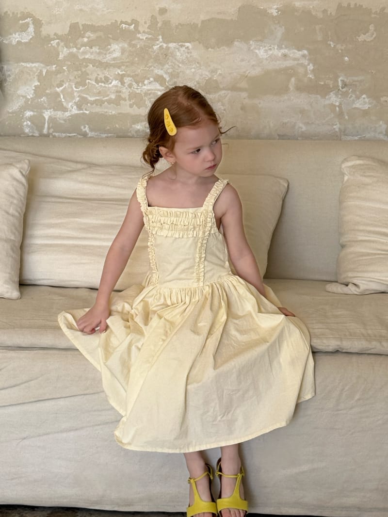 Ruffle Trim Cotton Sundress イエロー ノースリーブワンピース【mh0012799】 Chengle ノースリーブワンピース