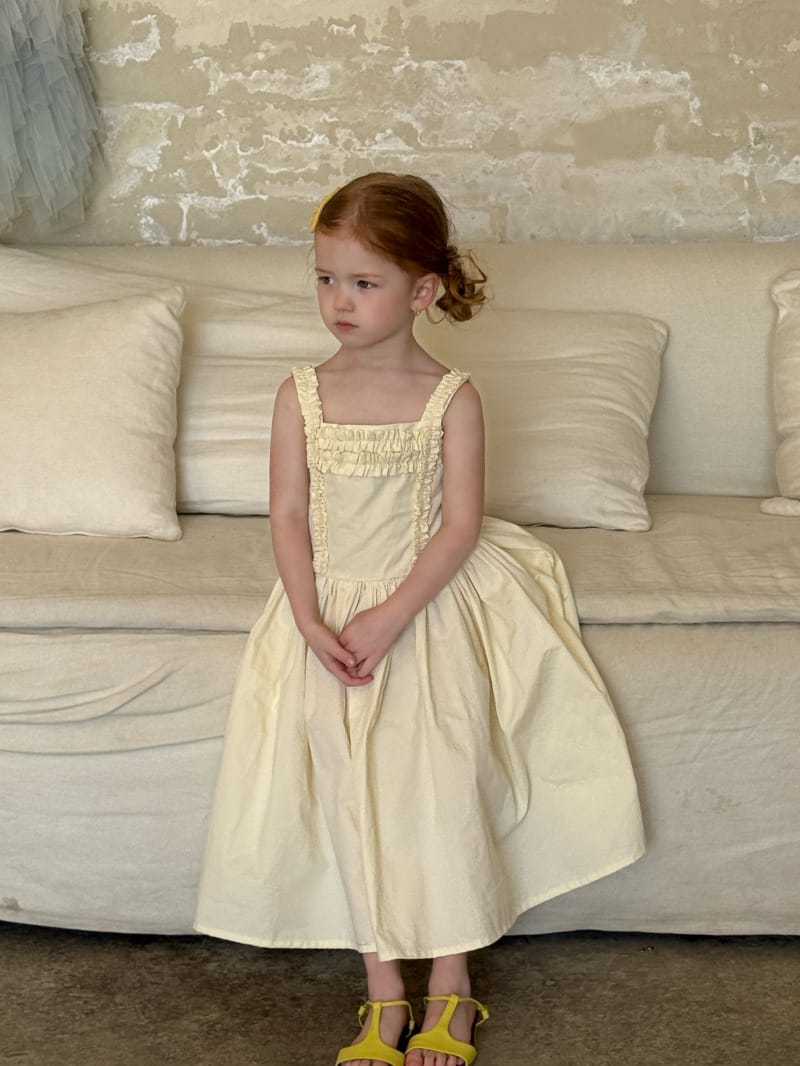 Ruffle Trim Cotton Sundress イエロー ノースリーブワンピース【mh0012799】 Chengle ノースリーブワンピース