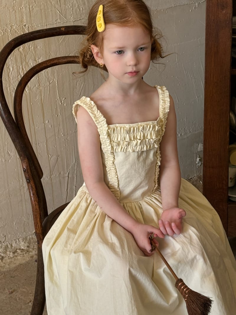 Ruffle Trim Cotton Sundress イエロー ノースリーブワンピース【mh0012799】 Chengle ノースリーブワンピース