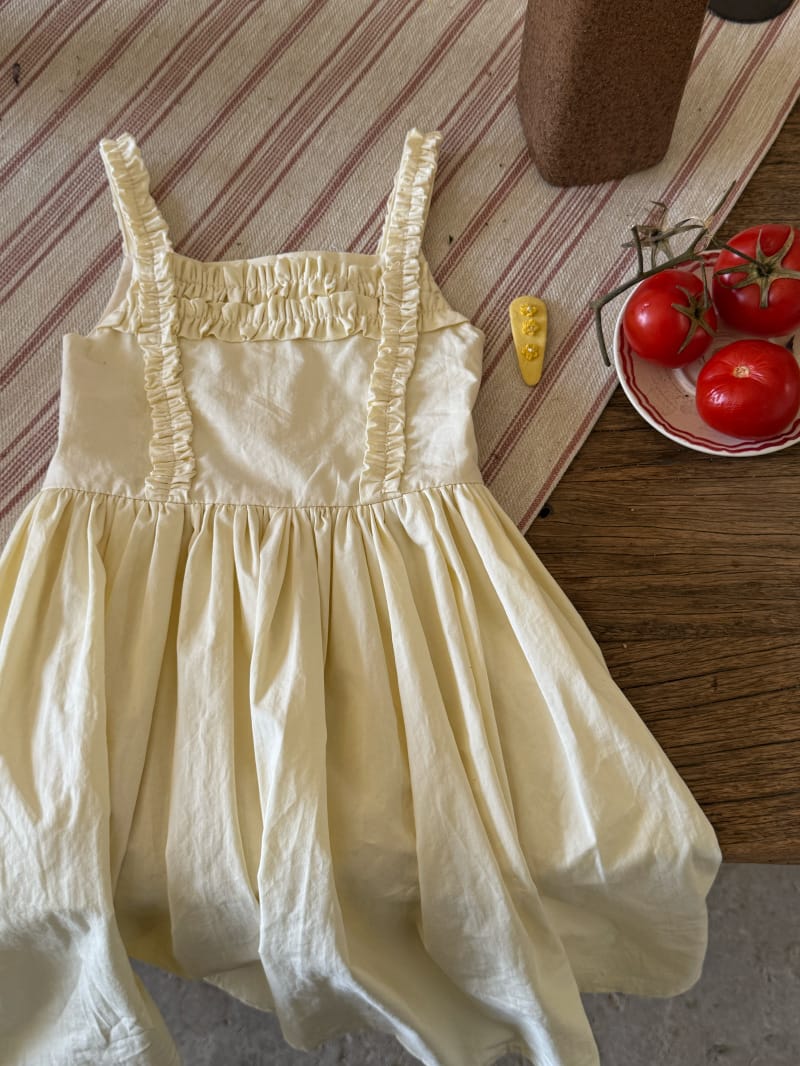 Ruffle Trim Cotton Sundress イエロー ノースリーブワンピース【mh0012799】 Chengle ノースリーブワンピース