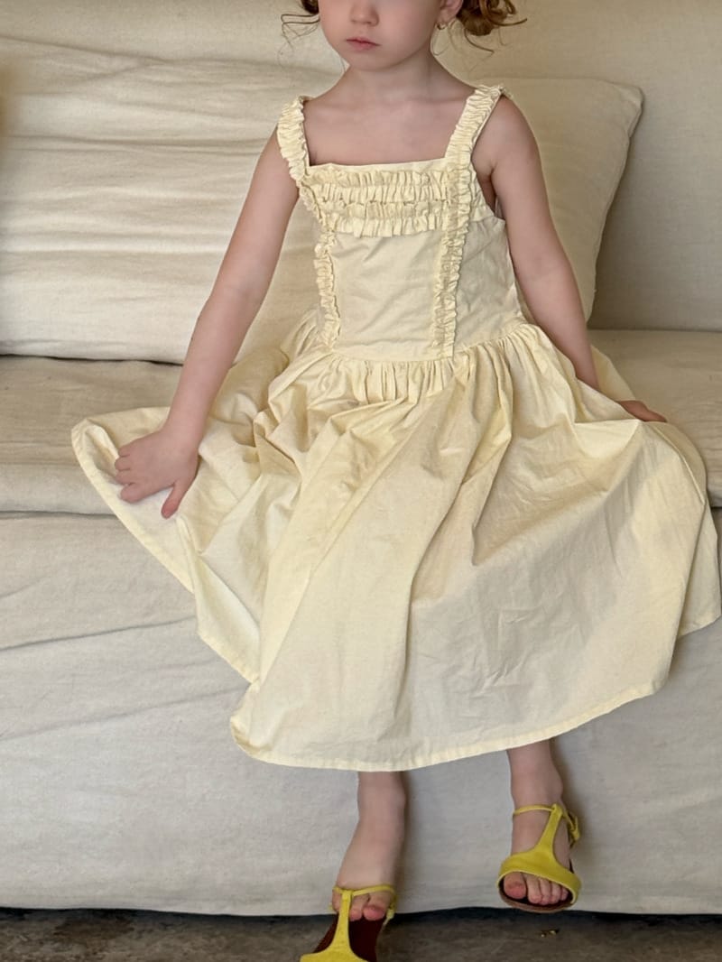 Ruffle Trim Cotton Sundress イエロー ノースリーブワンピース【mh0012799】 Chengle ノースリーブワンピース