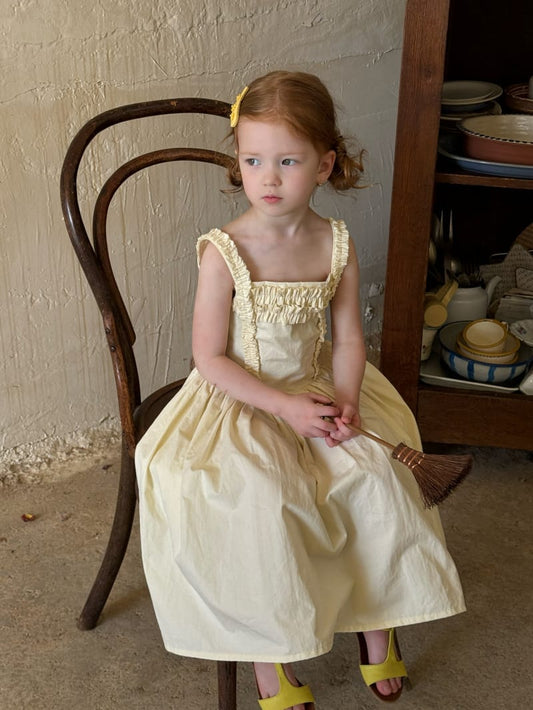 Ruffle Trim Cotton Sundress イエロー ノースリーブワンピース【mh0012799】 Light Yellow / 90cm Chengle ノースリーブワンピース
