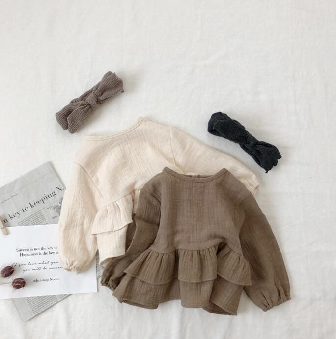 Ruffle Trim Linen Tunic ラッフル フリル リネン チュニック【mh0000200】 DBKids 長袖シャツ・ブラウス