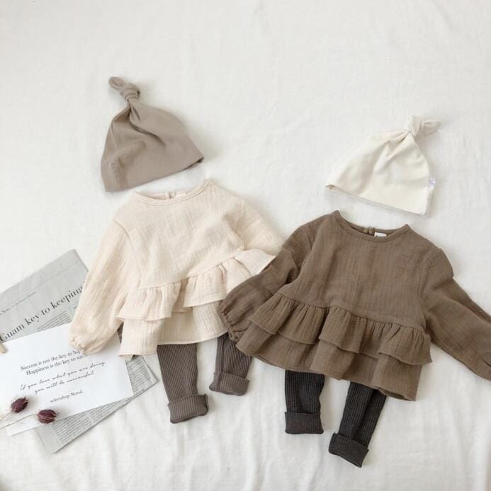 Ruffle Trim Linen Tunic ラッフル フリル リネン チュニック【mh0000200】 DBKids 長袖シャツ・ブラウス