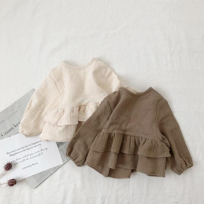 Ruffle Trim Linen Tunic ラッフル フリル リネン チュニック【mh0000200】 DBKids 長袖シャツ・ブラウス