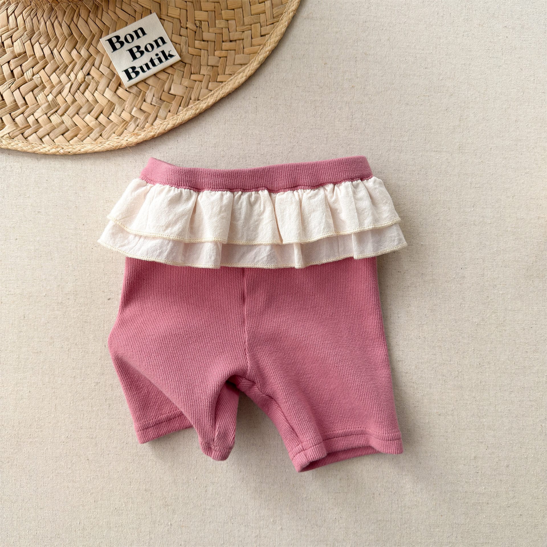 Ruffle Waist Short Leggings ラッフル ショートレギンス【mh0013231】 Rose Red / 80cm ADbaby レギンスパンツ
