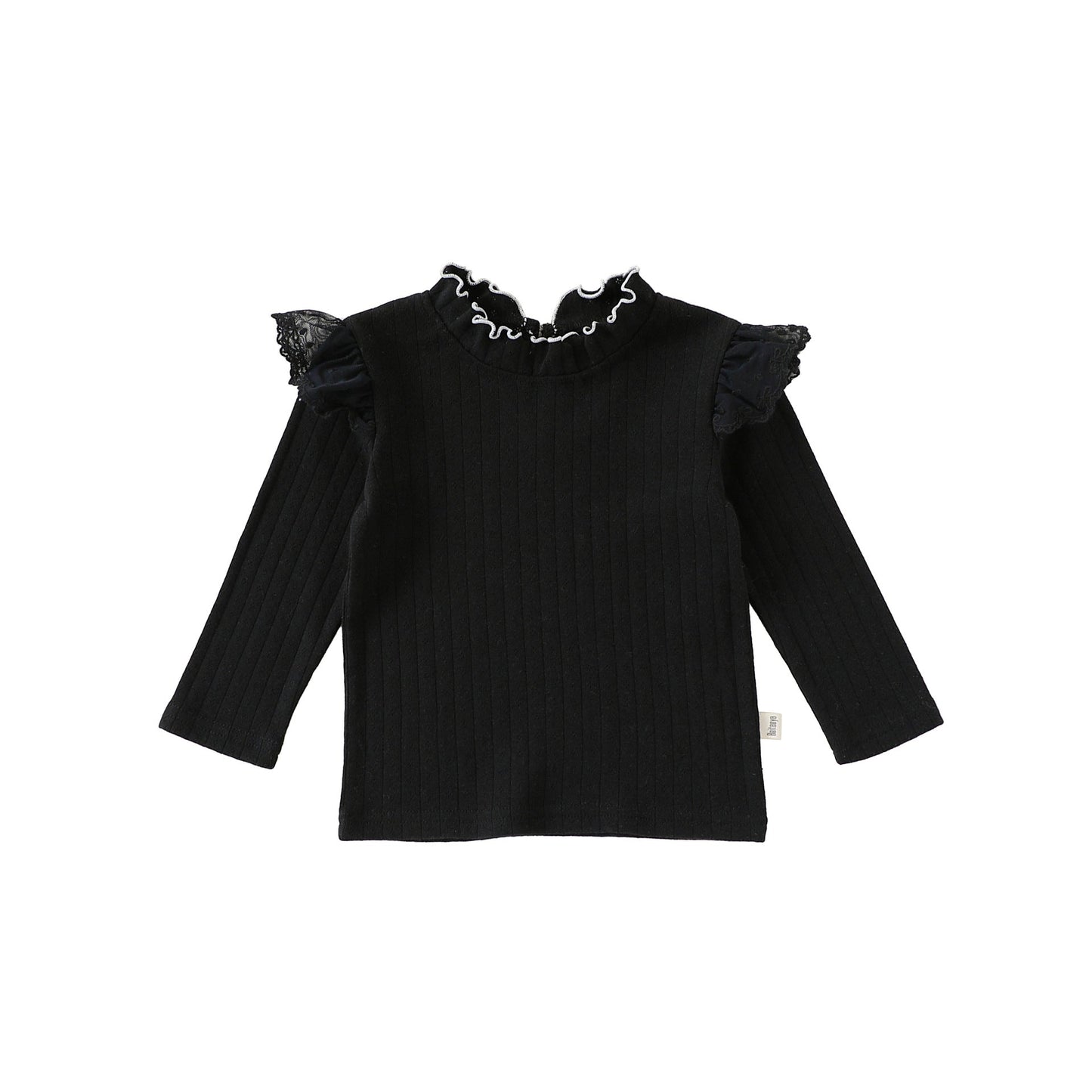 Ruffled Collar Cotton Base Shirt フリルカラー コットン 長袖Tシャツ【mh0012323】 Beitaoya