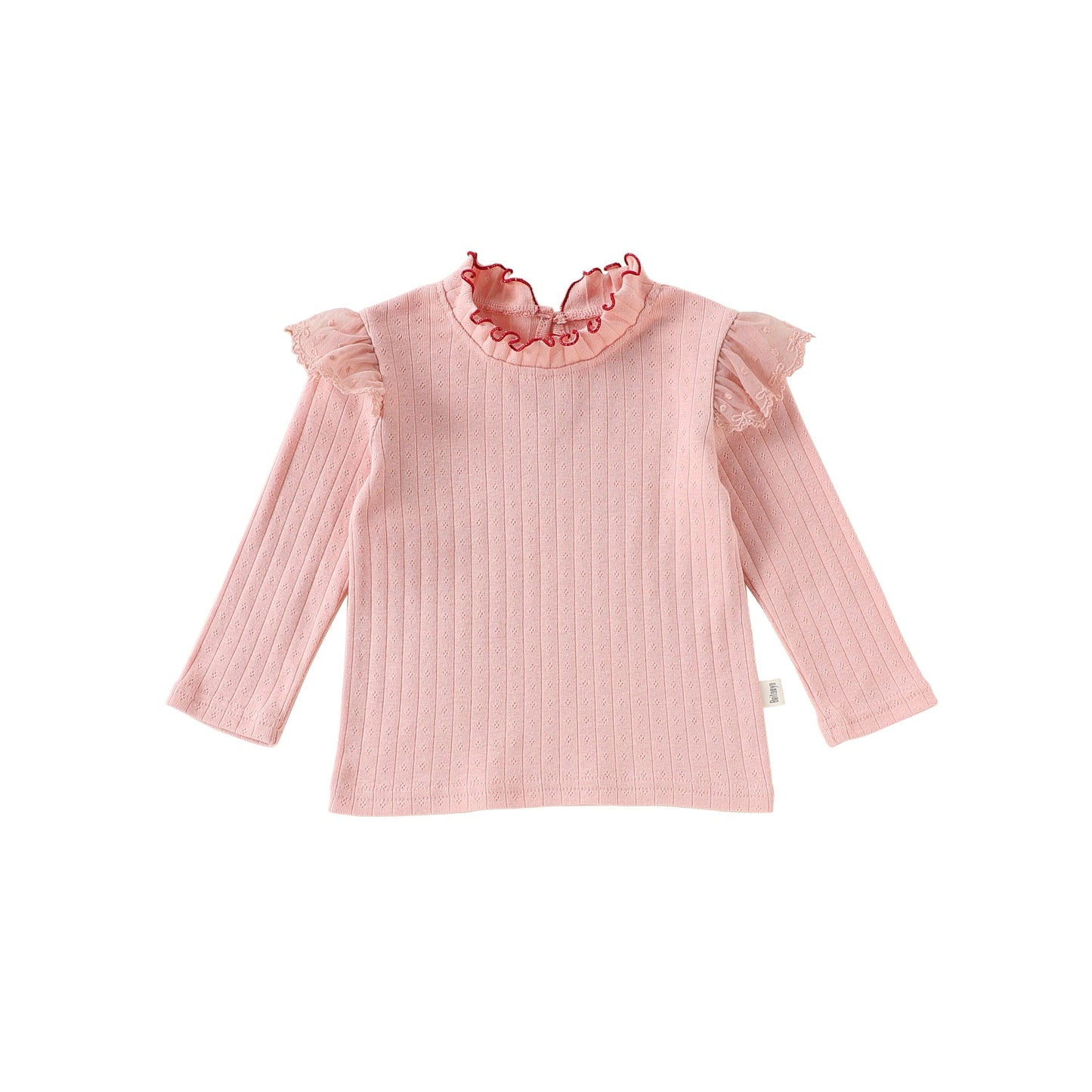 Ruffled Collar Cotton Base Shirt フリルカラー コットン 長袖Tシャツ【mh0012323】 Beitaoya