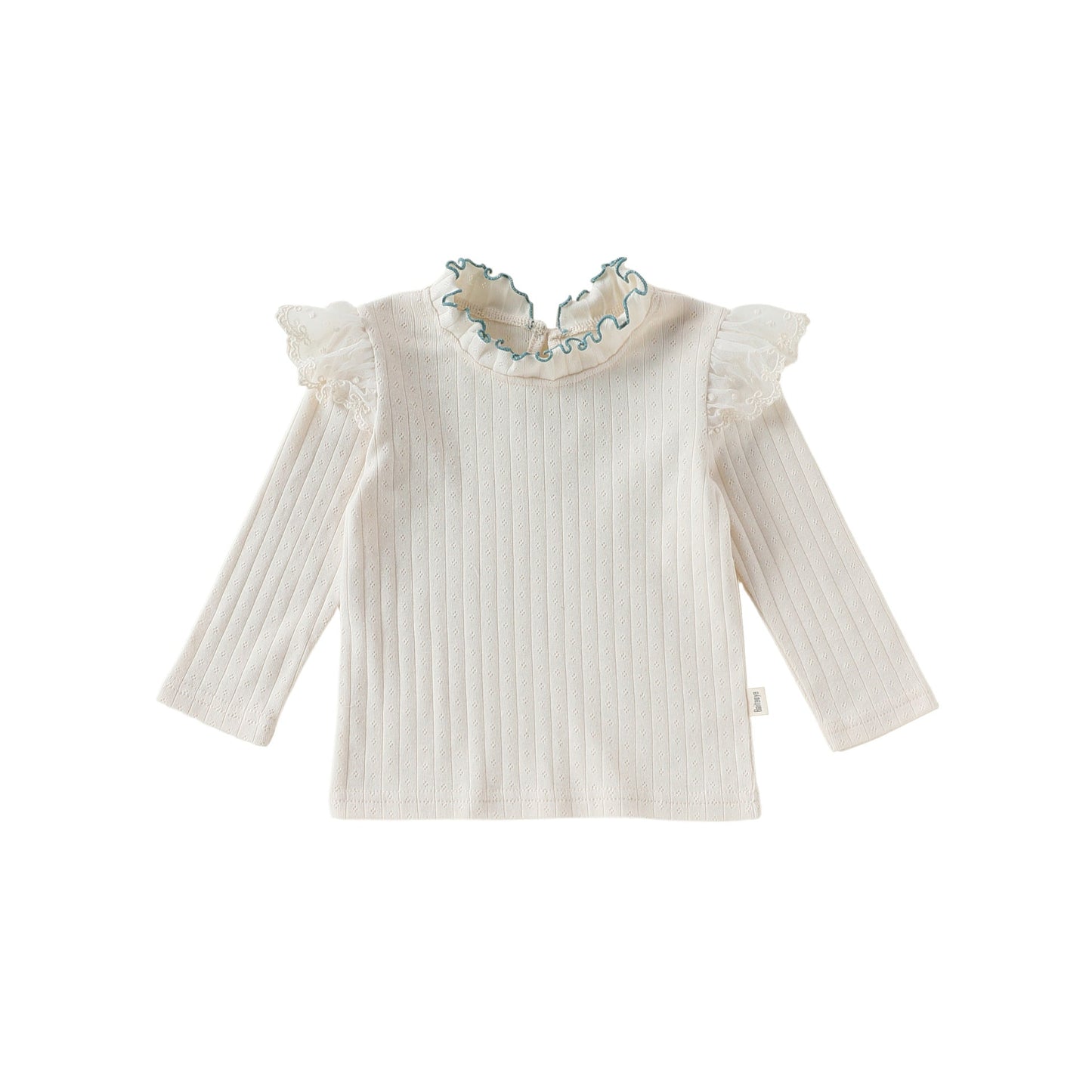 Ruffled Collar Cotton Base Shirt フリルカラー コットン 長袖Tシャツ【mh0012323】 Beitaoya