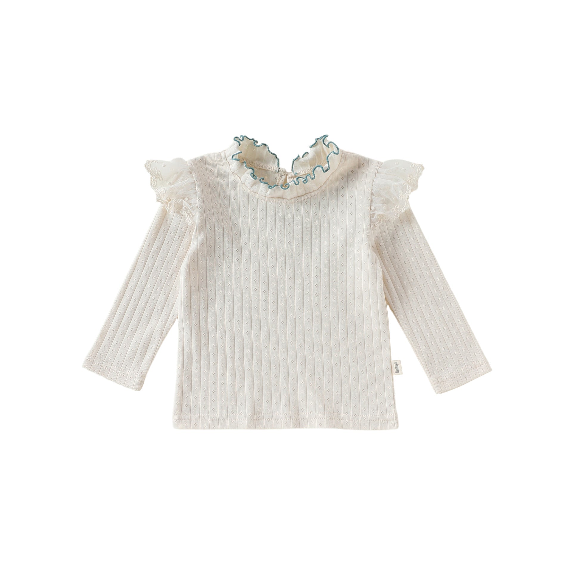 Ruffled Collar Cotton Base Shirt フリルカラー コットン 長袖Tシャツ【mh0012323】 Beitaoya