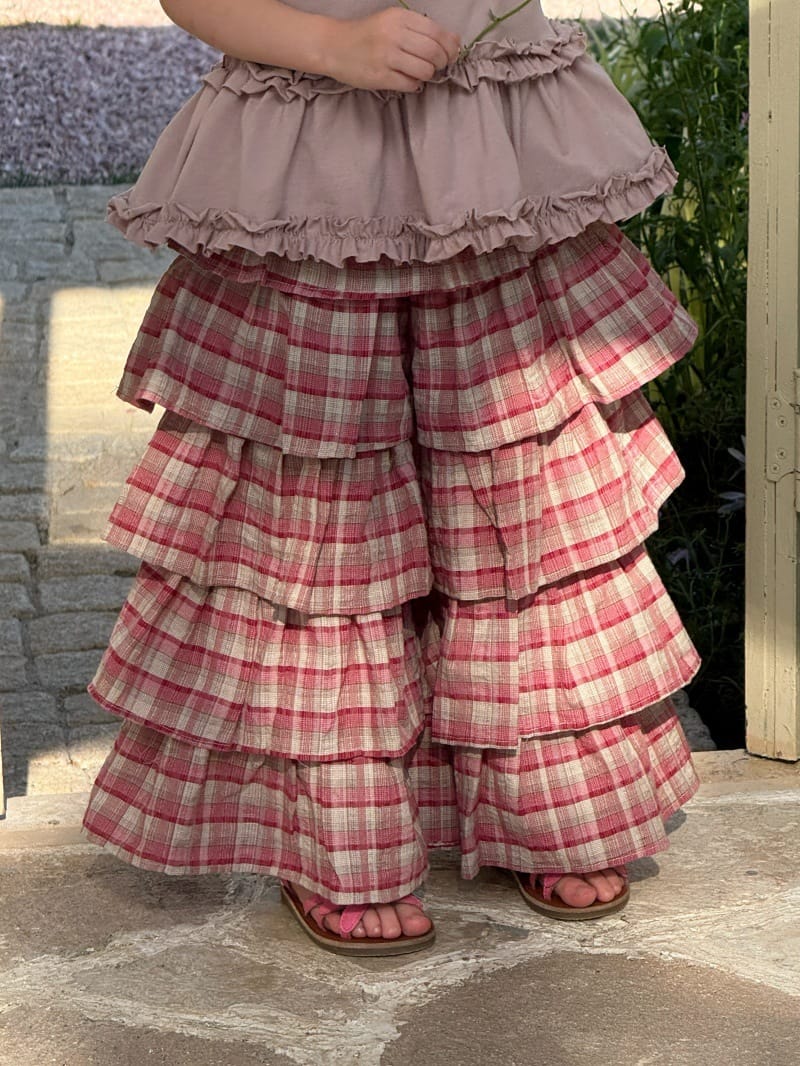 Ruffled Plaid Casual Pants ラッフル ロングパンツ【mh0013267】 Chengle ロングパンツ・スウェットパンツ