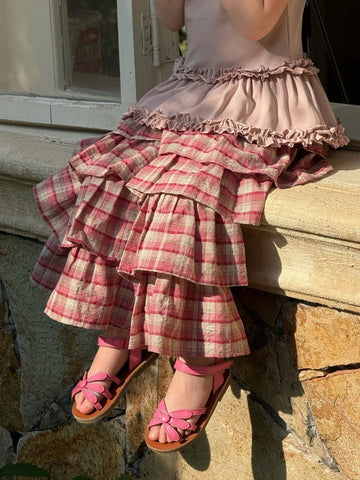 Ruffled Plaid Casual Pants ラッフル ロングパンツ【mh0013267】 Chengle ロングパンツ・スウェットパンツ