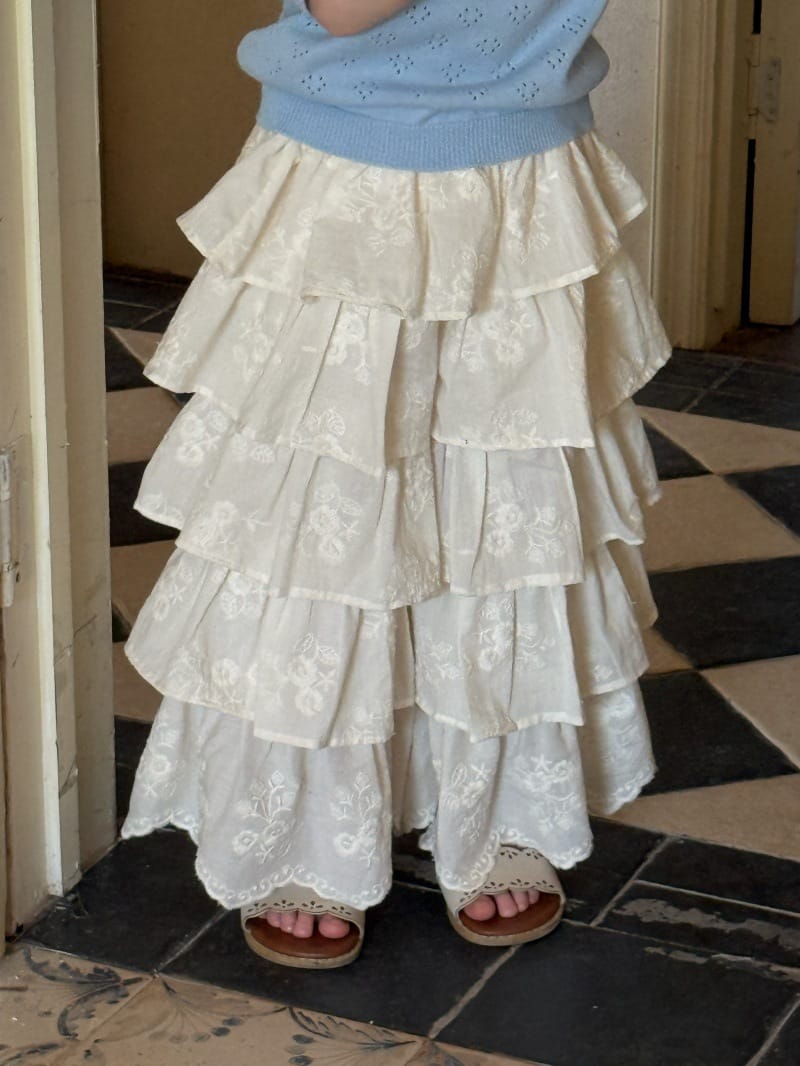 Ruffled Plaid Casual Pants ラッフル ロングパンツ【mh0013267】 Creamy White / 90cm Chengle ロングパンツ・スウェットパンツ