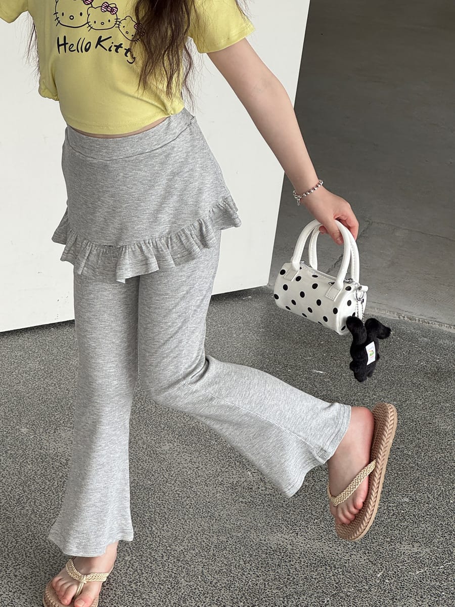 Ruffled Skirt Leggings ラッフル ロングパンツ【mh0013071】 Light Grey / 100cm mamahalo kids ロングパンツ・スウェットパンツ