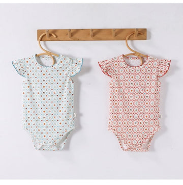 Ruffled Sleeve Romper 幾何学モチーフ 半袖ロンパース【mh0013035】 Beitaoya 半袖ロンパース