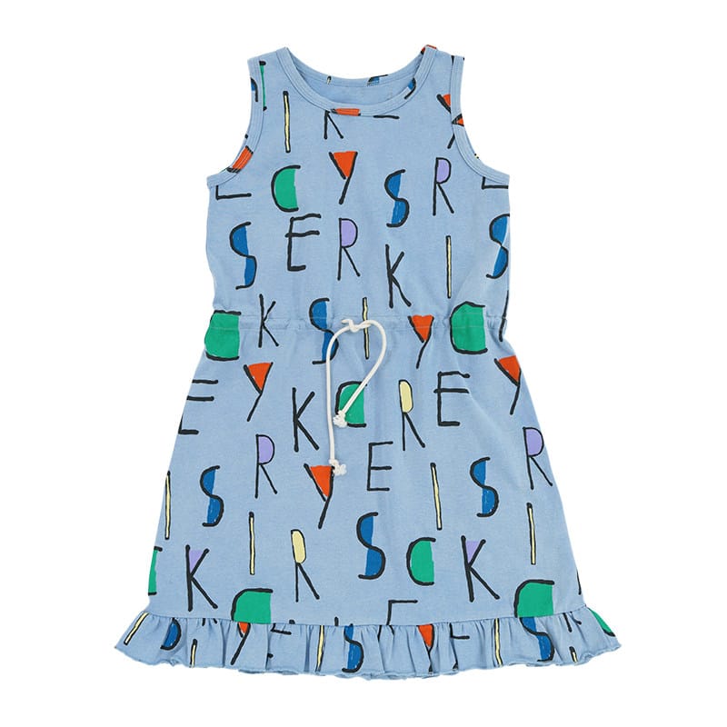 Ruffled Sleeveless Dress ラッフル ノースリーブワンピース【mh0013084】 Gray Blue / 100cm RICE & SKY ノースリーブワンピース