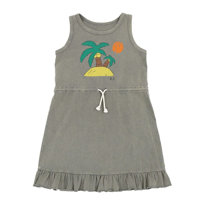 Ruffled Sleeveless Dress ラッフル ノースリーブワンピース【mh0013084】 Moss Green / 100cm RICE & SKY ノースリーブワンピース
