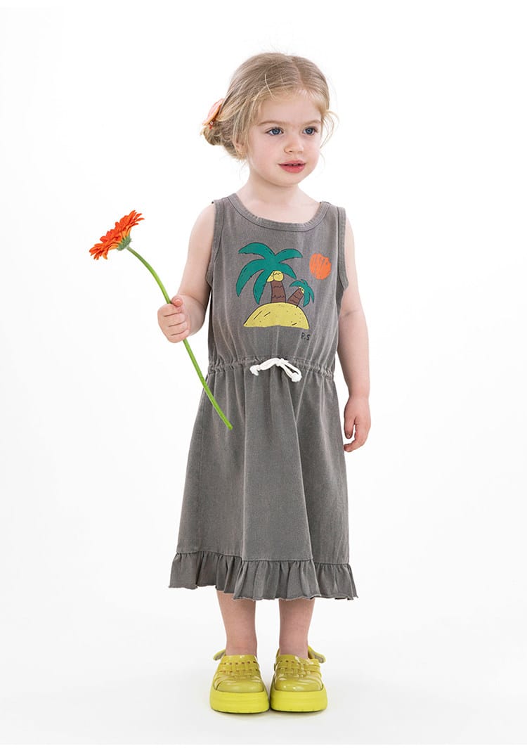 Ruffled Sleeveless Dress ラッフル ノースリーブワンピース【mh0013084】 RICE & SKY ノースリーブワンピース