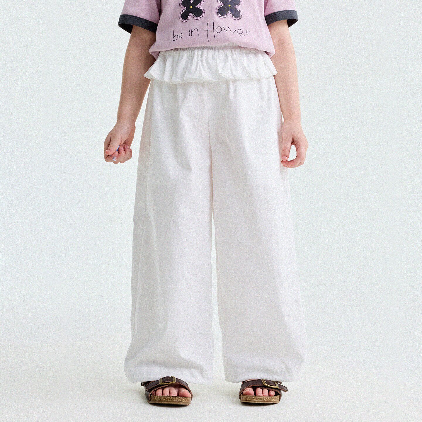 Ruffled Straight-Leg Pants ラッフル ロングパンツ【mh0013176】 White / 90cm yunerma ロングパンツ・スウェットパンツ