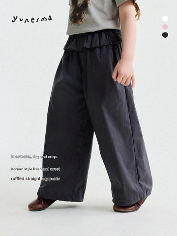 Ruffled Straight-Leg Pants ラッフル ロングパンツ【mh0013176】 yunerma ロングパンツ・スウェットパンツ