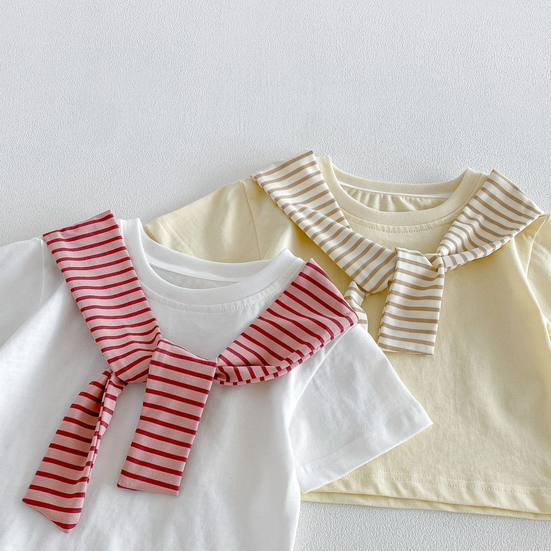 Sailor Collar Striped Set 半袖Tシャツ ハーフパンツ セット【mh0013426】 angou 半袖セットアップ