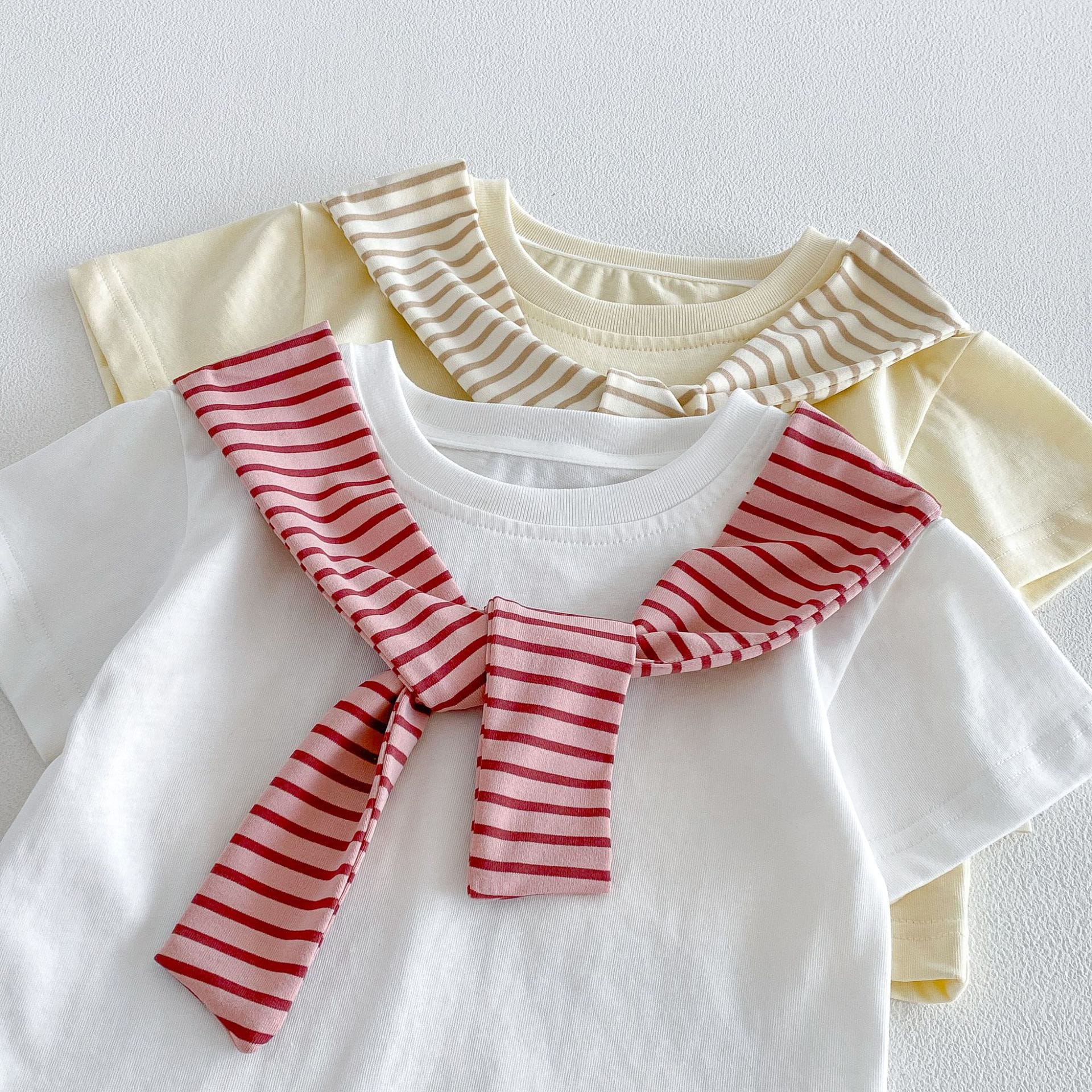 Sailor Collar Striped Set 半袖Tシャツ ハーフパンツ セット【mh0013426】 angou 半袖セットアップ